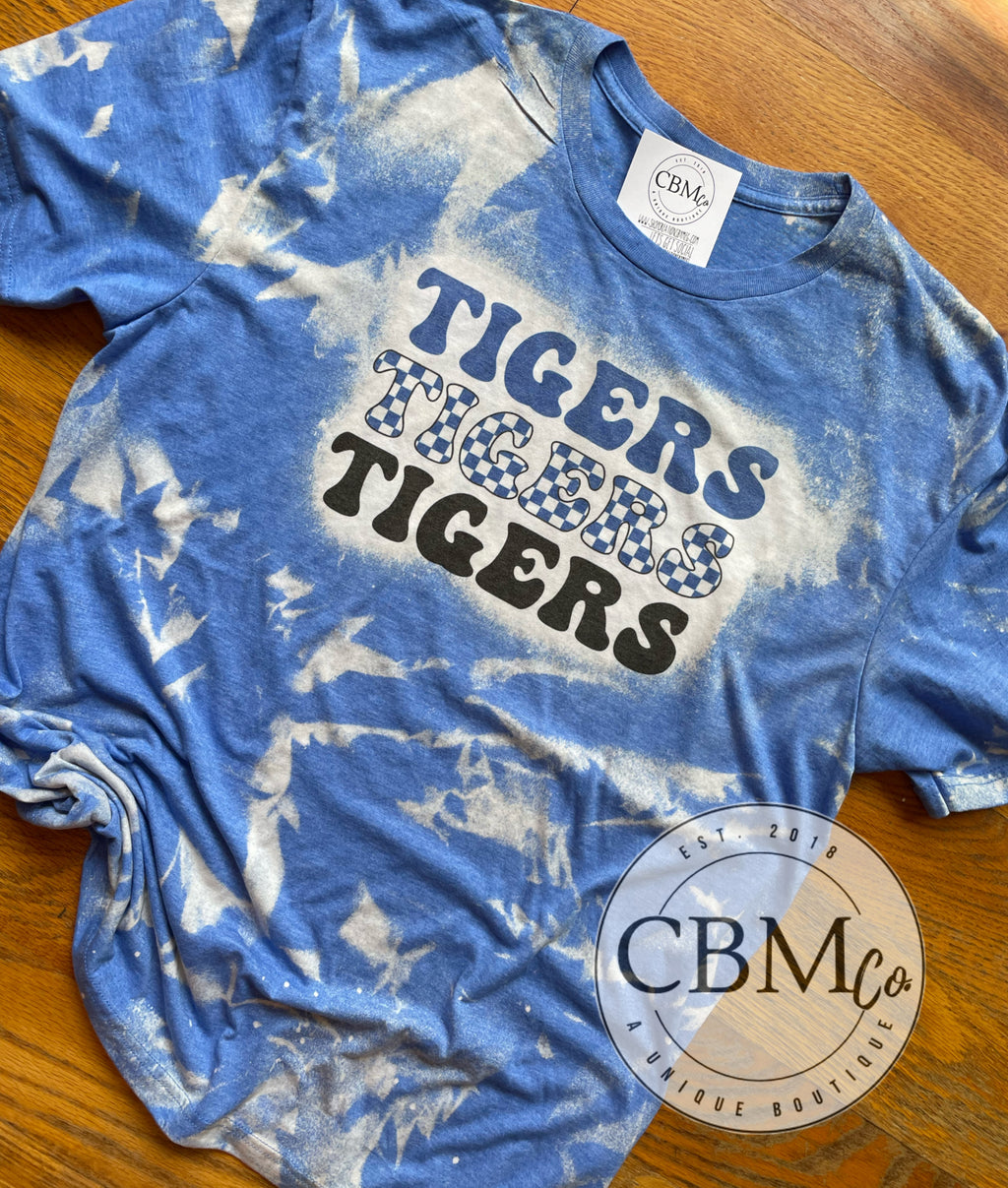 Tigers Blue Check Bleached